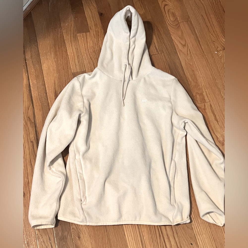 White soft hoodie with front pocket